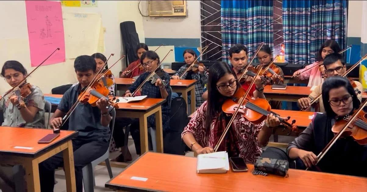 Group violin practice